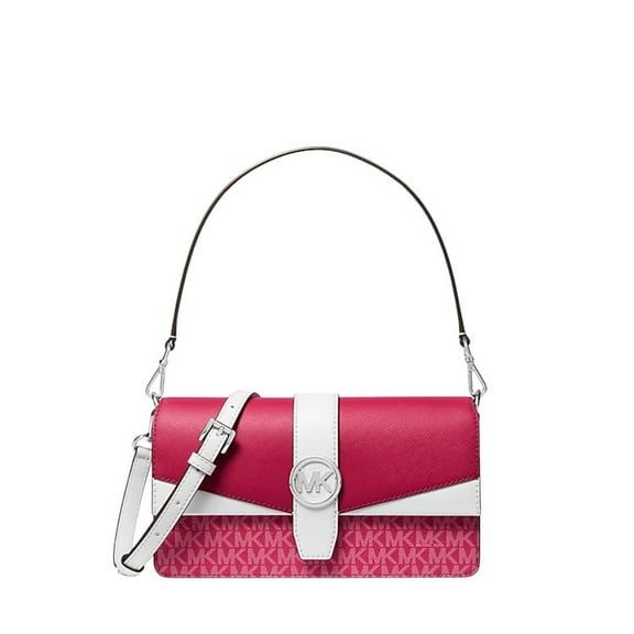 Michael Kors Womens Greenwich Medium Signature Logo Convertible Shoulder Bag