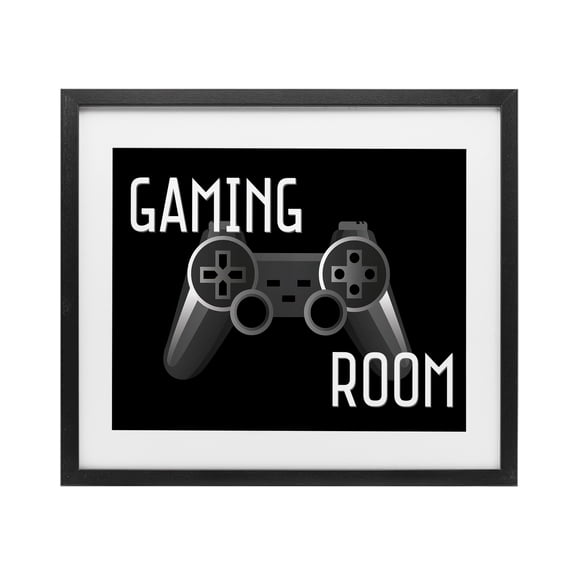 Stupell Industries Contemporary Gaming Room Black Controller Black Framed Print Under Glass, 16 x 13, by Kim Allen