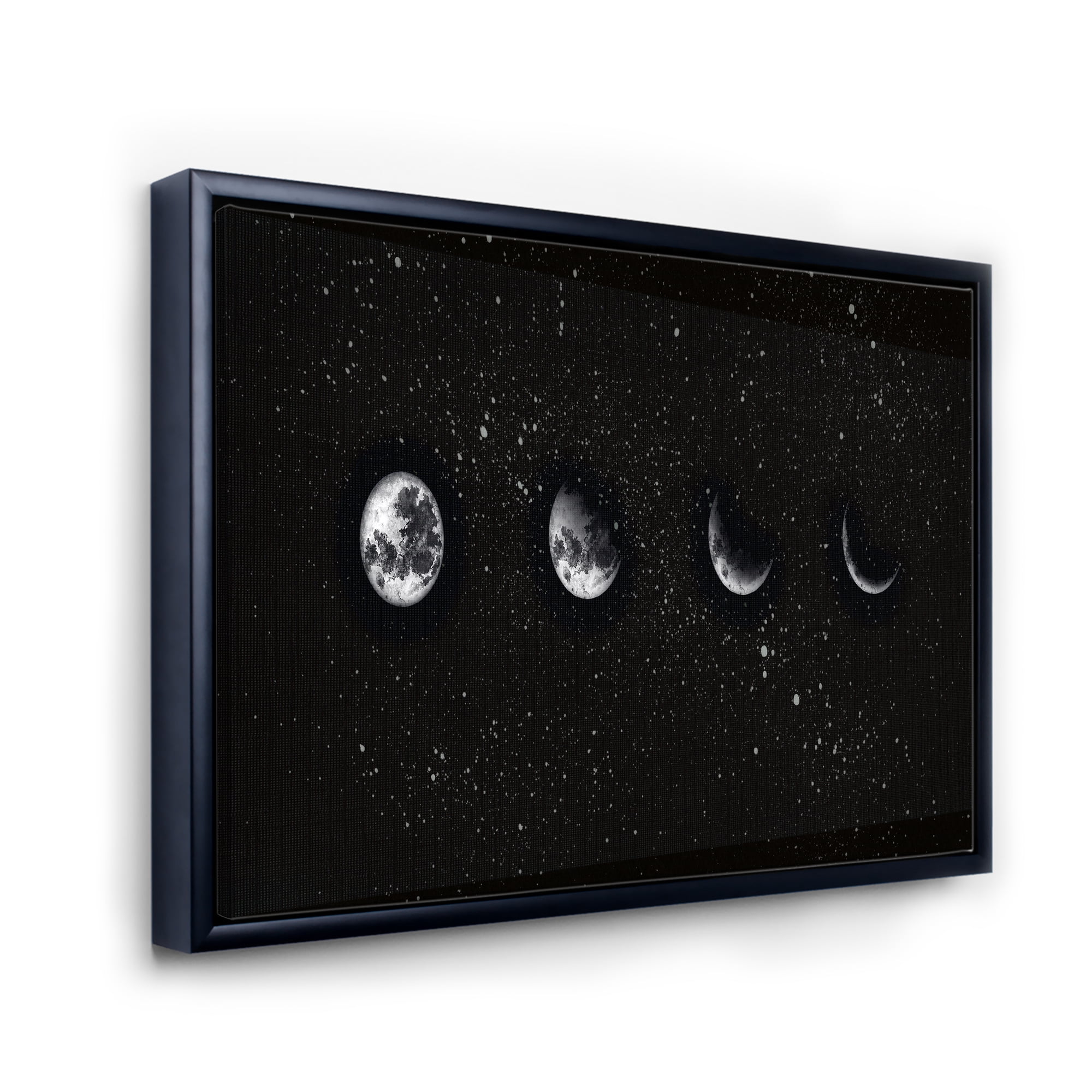 Designart 'The Night Sky With Moon Phases' Modern Framed Canvas Wall Art Print