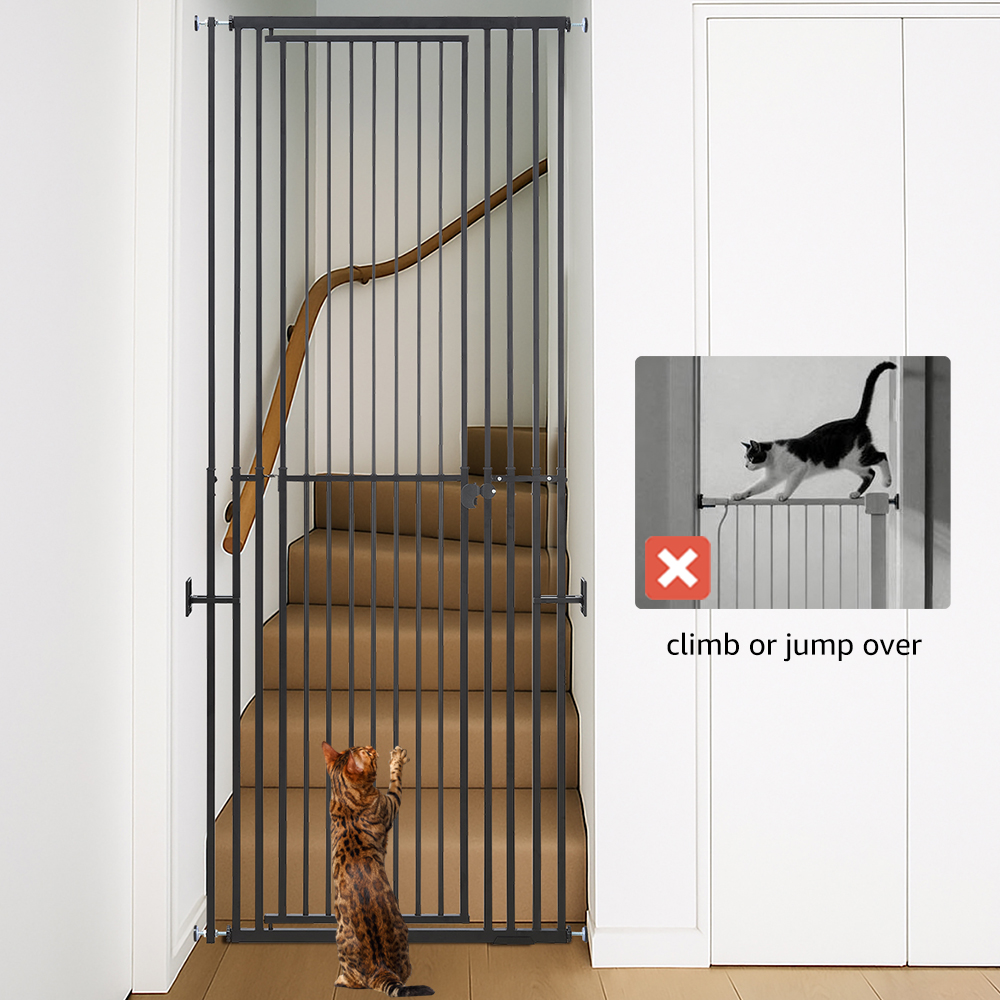 unipaws Extra Tall Cat Gate, Adjustable 47’’-87’’ Height, Fits 27.5’’-37’’ Wide Openings, Dog Gate for Doorways Stairs, No Drilling Pet Safety Barrier Indoor Use, Metal Fence for Dogs Cats