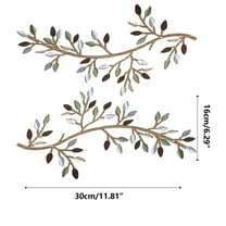 Beautynvta 2 Pieces Metal Tree Leaf Wall Decor, Olive Tree Leaf Wall Art, Iron Branch Hanging Decor for Living Room, Bedroom, Outdoor, Silver