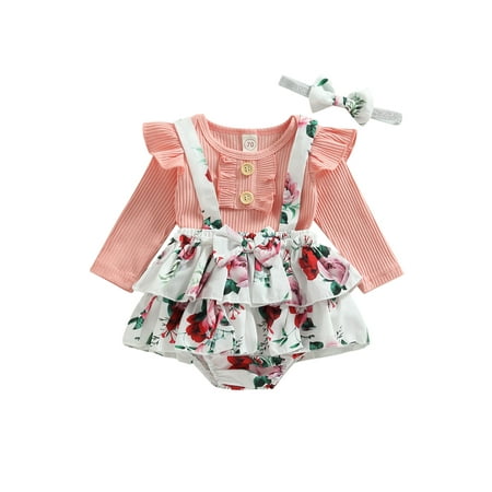 

Newborn Baby Girl Xmas Outfit Ruffle Bowknot Tutu Romper Dress Headband