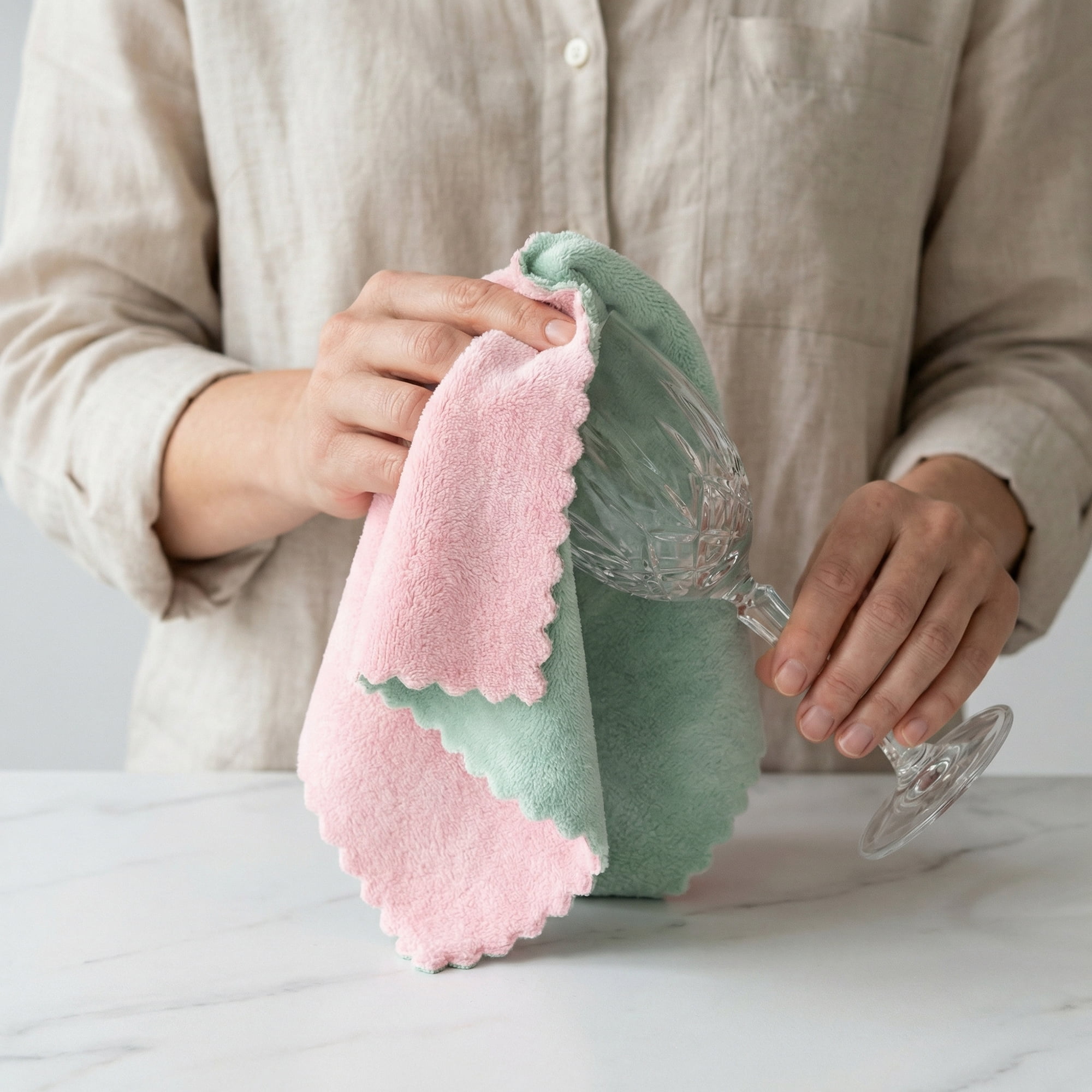 Unique Bargains 3pcs Kitchen Absorbent Microfiber Cleaning Towels Pink Blue 10" x 10"