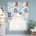 thumbnail image 3 of Teal Blue Brown Starfish Coastal Kitchen Window Curtains, Swag Curtains Valance for Bedroom Living Room Bathroom, Summer Beach Nautical Coral Sea Rod Pocket Window Block Drapes 2 Panels 36"x36", 3 of 6
