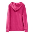 thumbnail image 6 of XIAOCHA Womens Hoodies Button V Neck Long Sleeve Solid Color Ribbed Knit Hooded Sweater Simpel Oversized Pullover Drawstring Top Hot Pink, 6 of 6