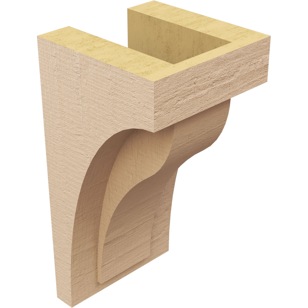 4"W x 4"D x 8"H Wide Helena Rough Cedar Woodgrain TimberThane Corbel, Primed Tan