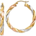 thumbnail image 1 of 14K Tri-Color Light Twisted Hoop Earrings (34 X 36) Made In Indonesia tf655, 1 of 5