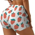 thumbnail image 2 of Wukai Strawberries Print Pack Biker Shorts for Women Yoga Workout Gym Running Scrunch Active Shorts-Medium, 2 of 8