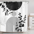 thumbnail image 2 of Black White Silver Boho Modern Shower Curtain for Bathroom Decor 72Wx72H Mid Century Bohemian Eucalyptus Leaves Arch Art Printed Fabric Polyester Waterproof 12 Pack Plastic Hooks, 2 of 6