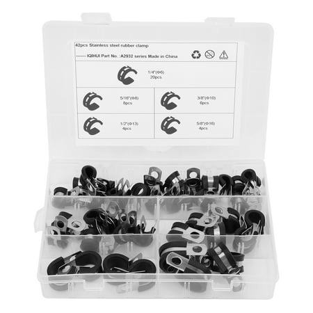 

Big sale 42pcs R Type Pipe Clamp Assortment Stainless Steel 5 Sizes 1/4in 3/8in 1/2in 5/8in 5/16in