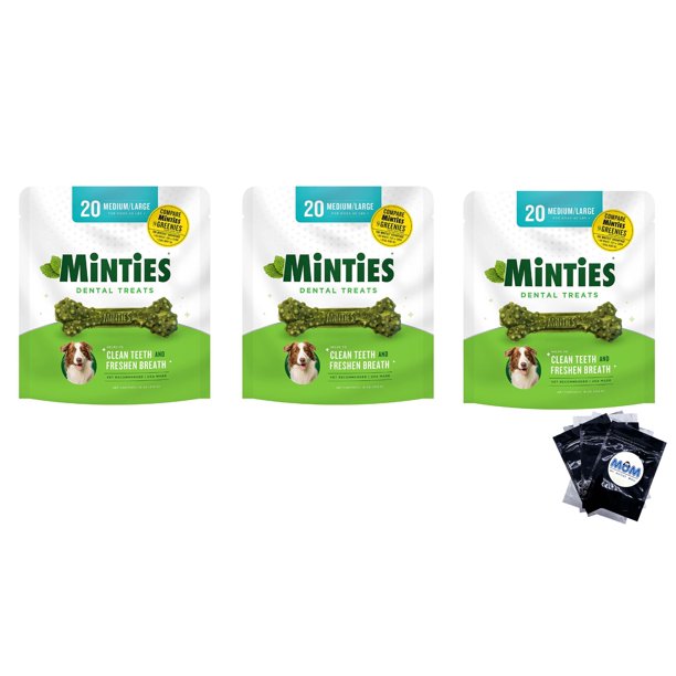 Dog Dental Chews for Medium/Large 40+lbs 3 pack 16oz 20 Treats per