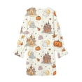 thumbnail image 5 of JIAYUE Girl Kids Nightgown Soft Lightweight Breathable Halloween Funny Print Long Sleeve Ruffle Cuff Round Neck Button Front Loose Fit Cute Pajamas For Holiday Party Family Indoor Loungewear, 5 of 5