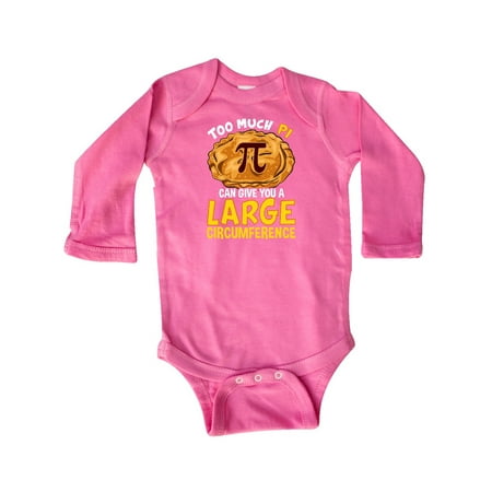 

Inktastic Pi Day Too Much Pie Gift Baby Boy or Baby Girl Long Sleeve Bodysuit