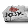 thumbnail image 3 of Lifestyle Soft Flannel Fleece Throw Blanket, Hand Drawn Style Vintage Bon Jour Words Female Lips French Day Image, Cozy Plush for Indoor and Outdoor Use, 70" x 90", Black Red, by Ambesonne, 3 of 6