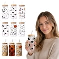 thumbnail image 6 of QLUEWX Halloween Printed Glass Can Cup 500ml, Iced Coffee Glass Tumbler with Bamboo Lid & Glass Straw, Spooky Pattern Drinking Cup for Beverages, 6 of 7