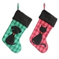 thumbnail image 2 of 2 Pack Christmas Cat Stockings, Creative Plaid Black Cat Christmas Stocking Bag, Xmas Tree Hanging Candy Gift Bag for Home Holiday Xmas Party Decorations, 2 of 9