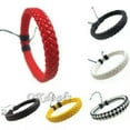 thumbnail image 2 of HOOUN Leather Bracelets Mens Braided Handmade Wristband Clasp Genuine Black Unisex-Red, 2 of 2