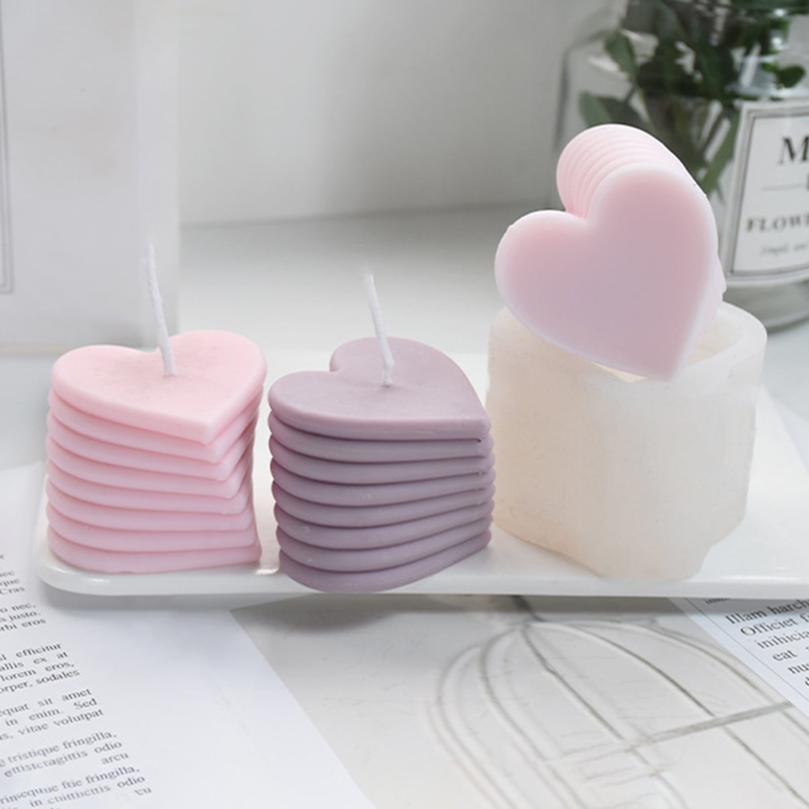 Heart Shaped Candle Molds for Candle Making 3D Love Heart with Base Silicone  Candle Making Molds Heart Epoxy Resin Molds for Candles Soap Aroma Soy Wax  Chocolate DIY Crafts Decorations