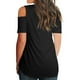thumbnail image 5 of Blusa suelta de manga corta con camiseta sexy para niña con hombros descubiertos, vendaje negro, S AweSitey AP001291-06, 5 of 6