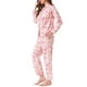 thumbnail image 4 of Conjunto de pijama de maternidad para mujeres, algodón, floral, leopardo, de manga larga, pantalones con cintura elástica, ropa de descanso para la lactancia, XL, rosa, 4 of 6