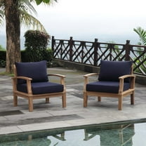 Modway Marina 2 Piece Outdoor Patio Teak Set in Natural Navy