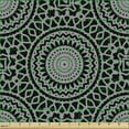 thumbnail image 2 of Ambesonne Charcoal Grey Fabric by the Yard Upholstery, Ornate Round Mandala, 1 Yard, Pale Taupe, 2 of 5