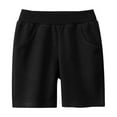 thumbnail image 2 of Cethrio Athletic Shorts for Boys, Casual Cotton Elastic Waist Loose Summer Shorts Black Size 6-8 T, 2 of 3
