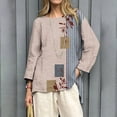 thumbnail image 4 of Brown Womens Blouses Women's Vintage Floral Baseball Art Print Casual 3/4 Sleeve T Shirts Round Neck Cotton Shirt Summer Tops for Women, 4 of 4