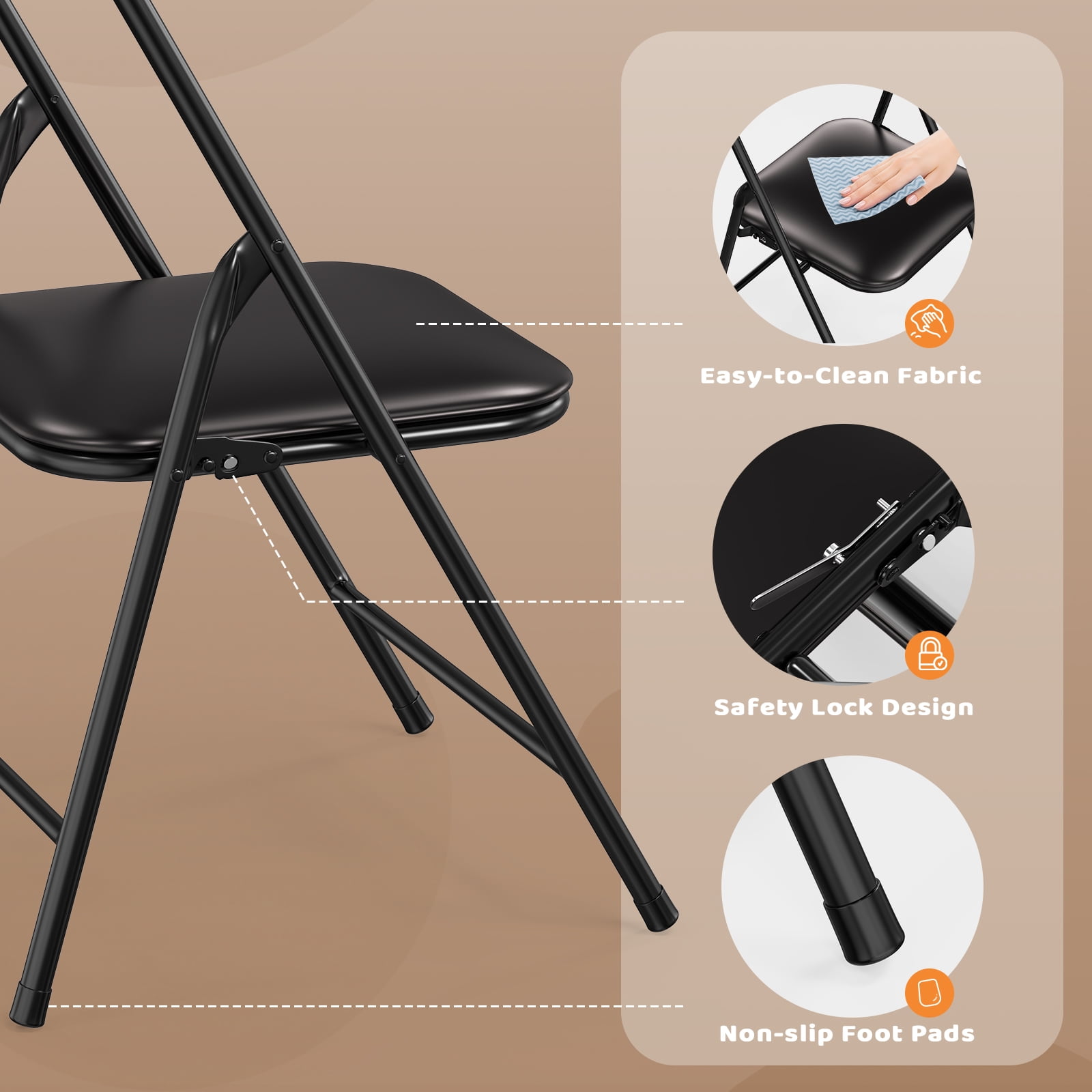 Matladin 3-Piece Kids Folding Table and Chairs Set, Metal Frame Children's Activity Set with Easy-Fold Design, Kids Table with 4 Chairs