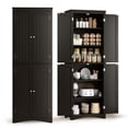 thumbnail image 3 of Aiho 66.9" Bathroom Storage Cabinet, Freestanding Wooden Linen Cabinet with 4 Doors & Adjustable Shelves for Bathroom, Kitchen, Black, 3 of 11