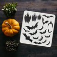 thumbnail image 3 of Halloween Bats Stencil 11.8x11.8inch Reusable Halloween Theme Drawing Stencil Plastic Scary Bats Pattern Stencil for Painting on Wall Canvas Tile Furniture and Paper, 3 of 7