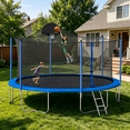 thumbnail image 2 of Leumius 14FT Trampoline for Kids and Adults,Outdoor Trampolines with Basketball Hoop and Ladder,Round Trampoline with Safety Enclosure Net,Blue, 2 of 9