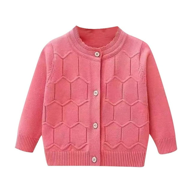 AherBiu Chandail Tricoté à Col Rond pour Tout-Petits, Veste Boutonnée pour Filles, Automne Hiver, Cardigan Uni pour Enfants