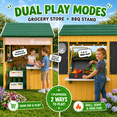 thumbnail image 2 of iYofe 2-IN-1 Grocery Store Outdoor Playhouse for Kids with Pretend Cash Register & BBQ Grill & Kitchen Playset , Green, 2 of 8
