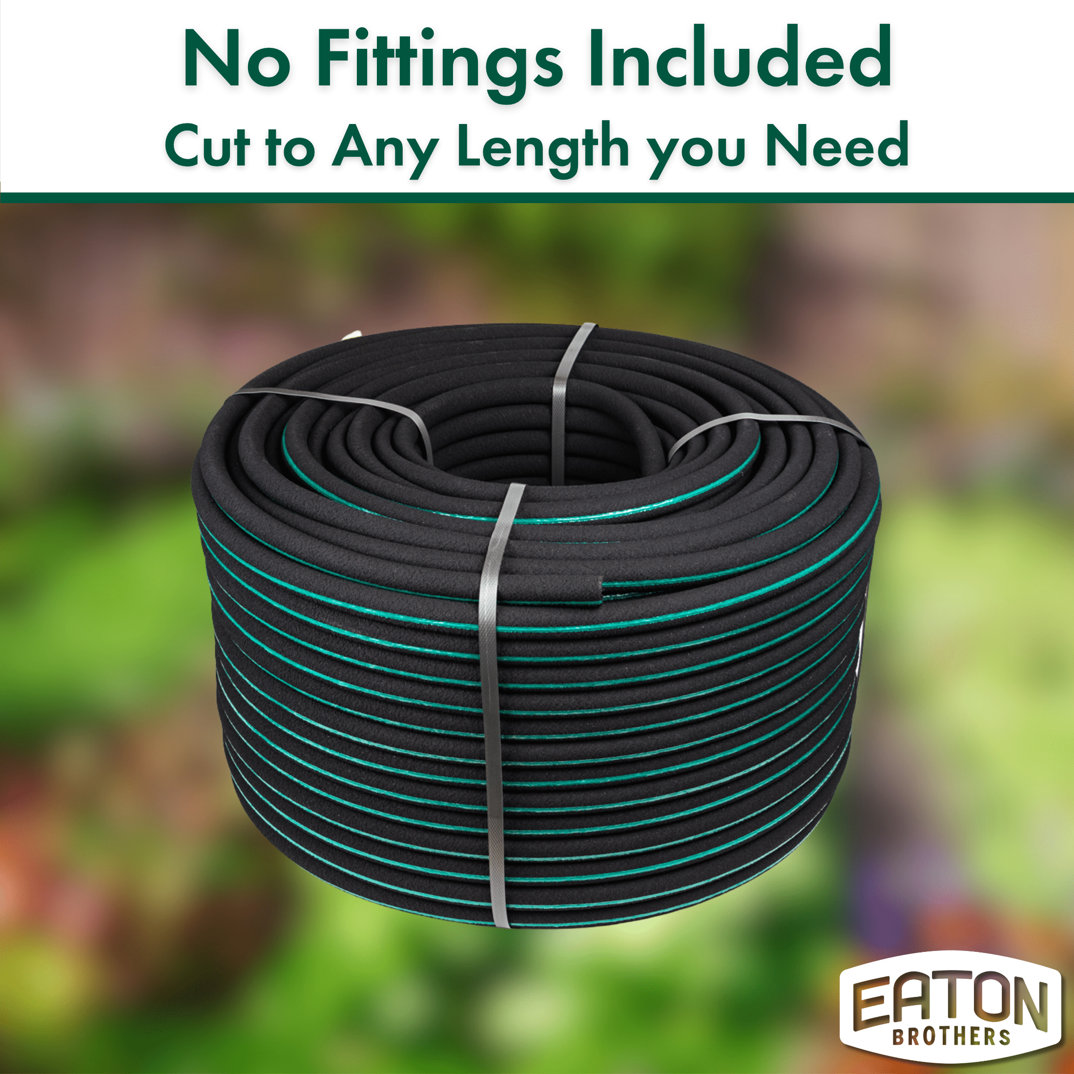 Eaton Brothers 100 ft 5/8 in. Recycled Rubber Bulk Soaker Hose – Durable Garden Hose for Beds, Lawns & Plants