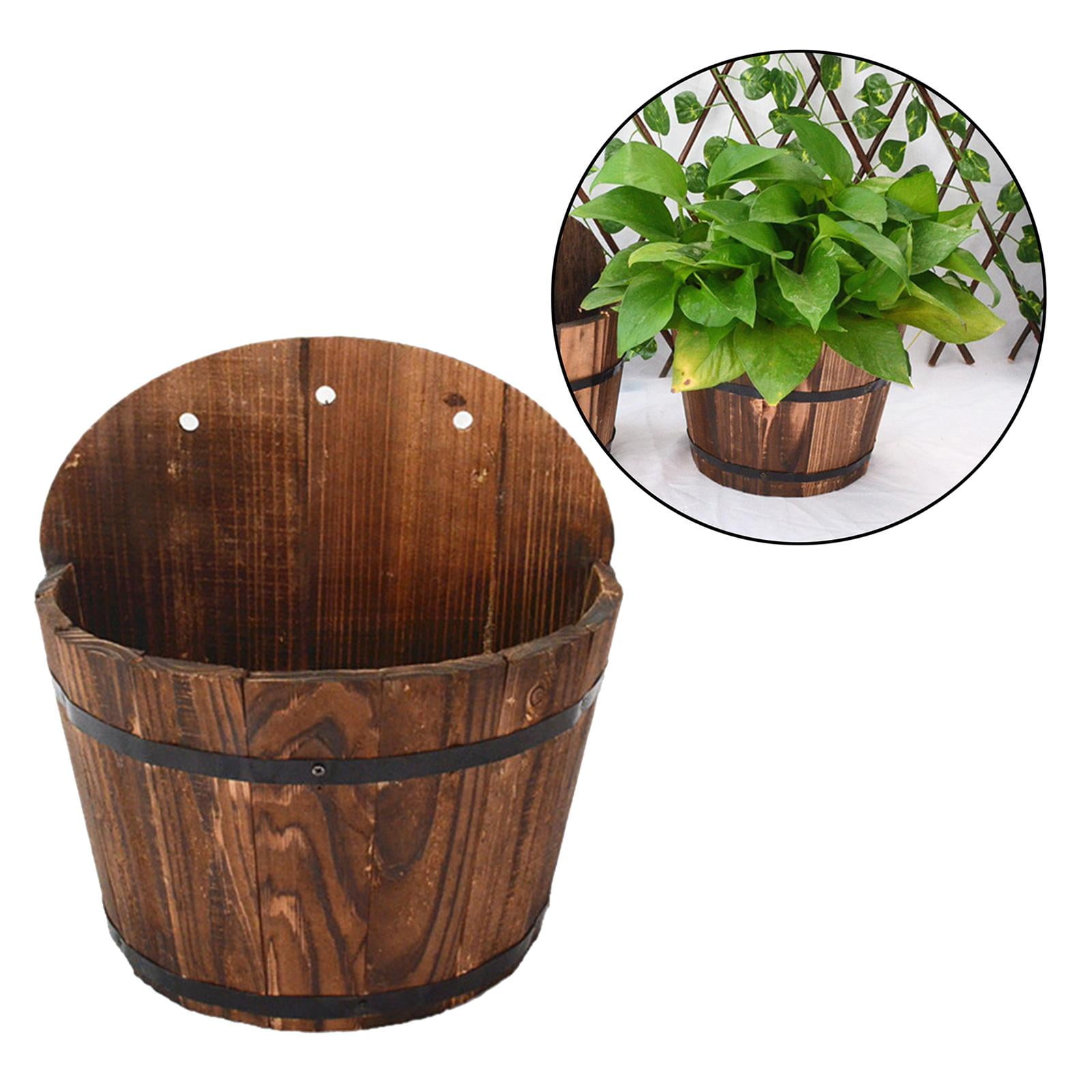 Small Wooden Bucket Barrel Planters patio and garden Backyard Planter