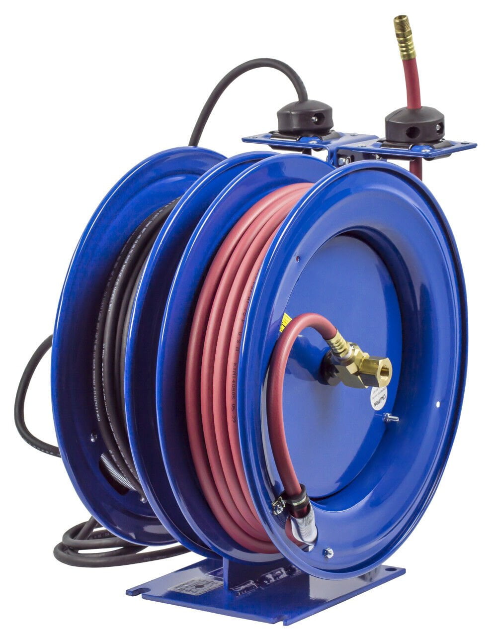 Coxreels Hose Reel Dual Purpose Spring Rewind 3/8In X 50' 300Psi Gfci Receptacle 50' Cord 12 Awg