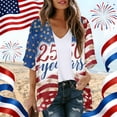 thumbnail image 2 of JULMCOMO 4th of July Lightweight Cardigans for Women Red White Blue Half Sleeve Patriotic Kimono Cover Ups Summer Tops Vermilion M, 2 of 6