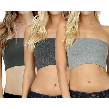 

Women & Juniors One Size Strapless Seamless Stretch Bandeau Tube Bra Top (No Pad)