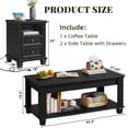 thumbnail image 4 of Joaxswe 3-Piece Coffee Table Set for Living Room, Coffee Table and 2 Side Tables with Charging Station, Farmhouse End Table Set, Black, 4 of 8