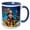 Blue/White, variant on 3drose, Charming Firefighter Man. Merry Christmas. Artsy Greeting Card, Gift, 15oz Mug