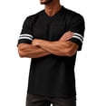 thumbnail image 4 of Men's Blank Solid Football Jersey Breathable Athletic Short Sleeve Hip Hop Casual Practice Sports Uniform Top Black M, 4 of 5