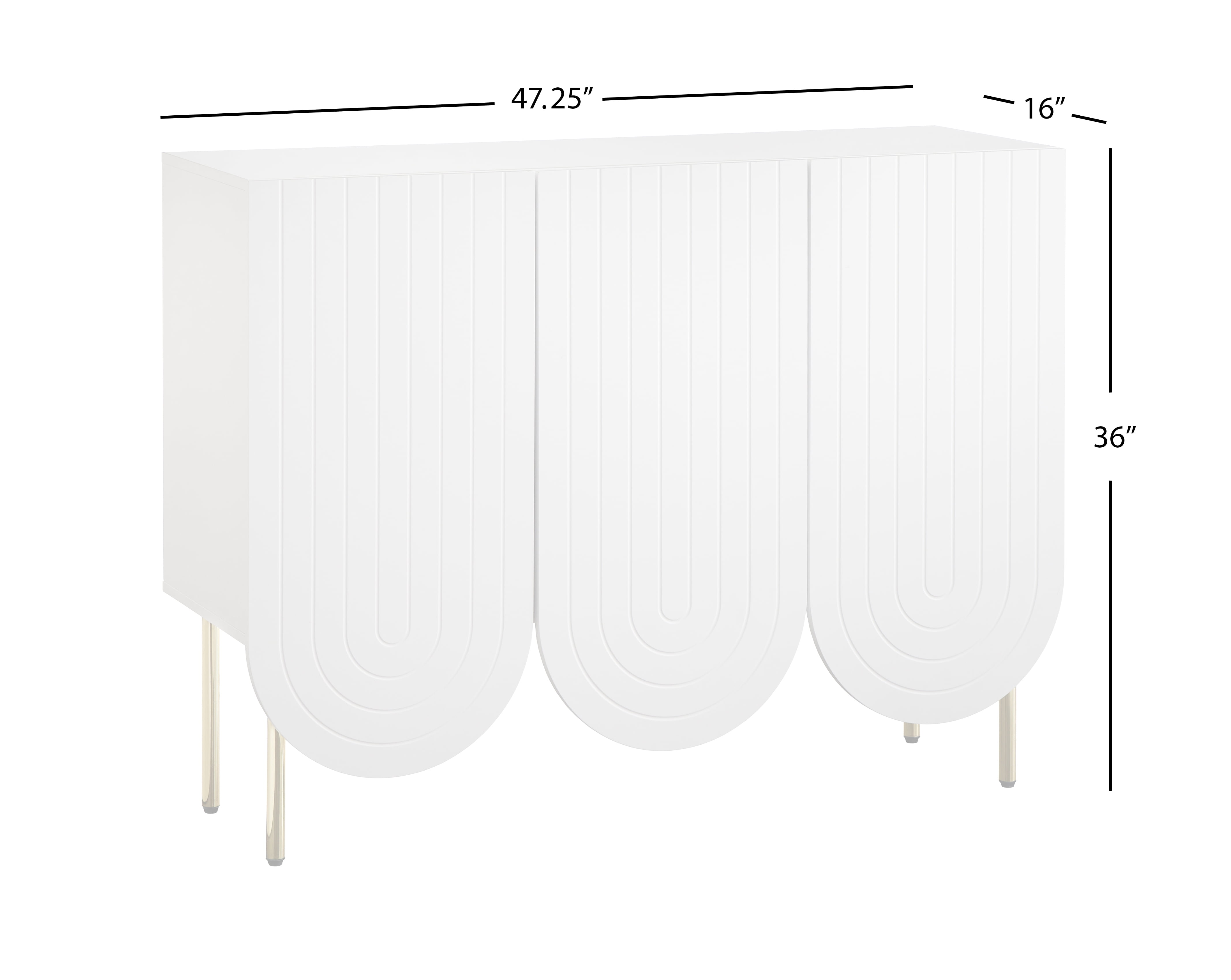 TMS Pavlina Scalloped 3 Door Sideboard, White
