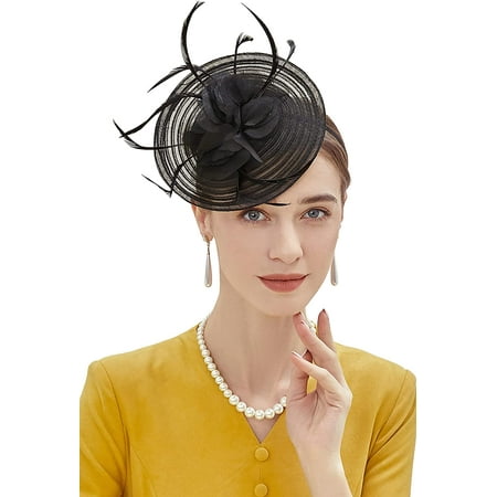 Fascinator con piume da donna fascia per tè e derby cappello