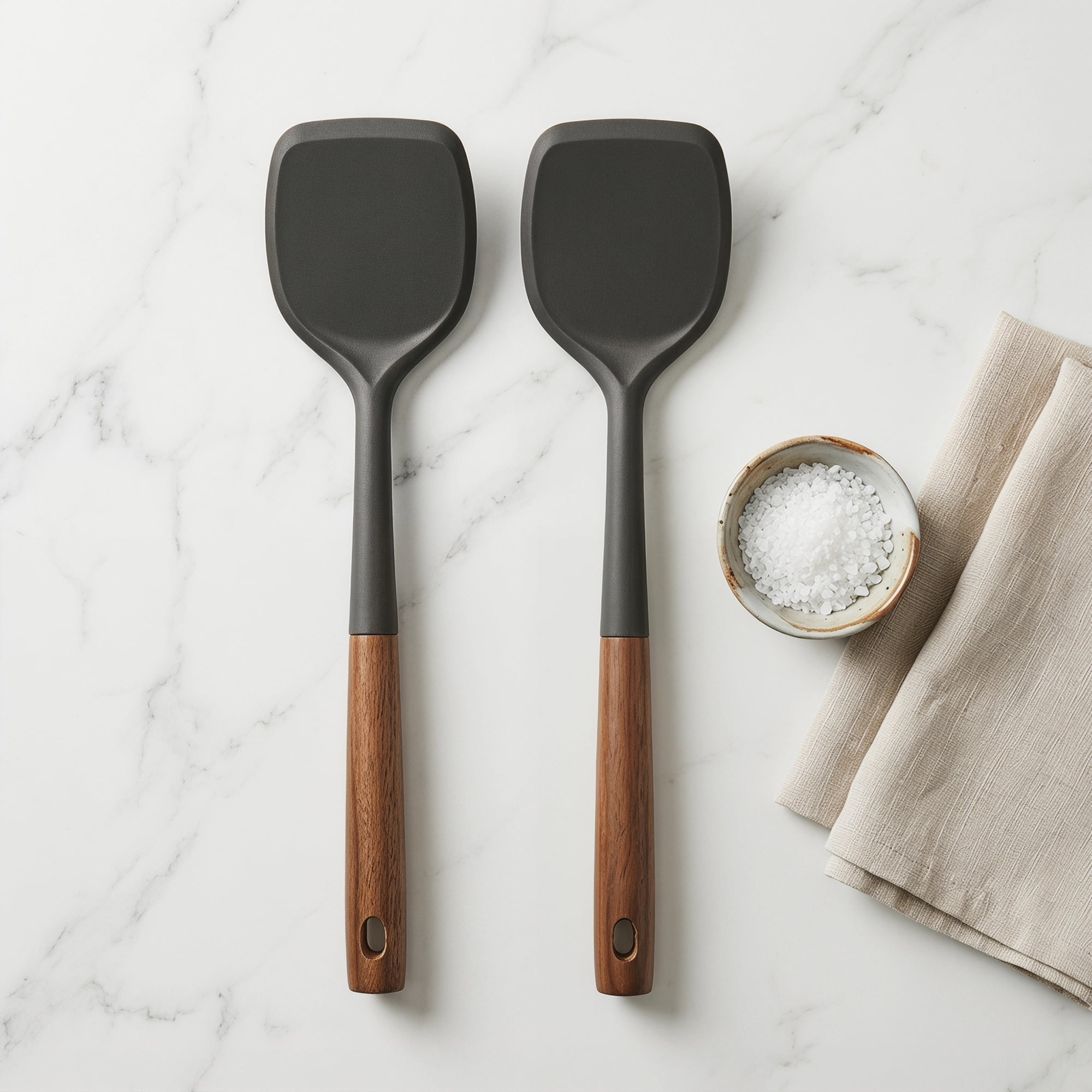 Unique Bargains Silicone Spatula Set, Kitchen Utensils with Tools Black 13.4x3.1x0.8 inch