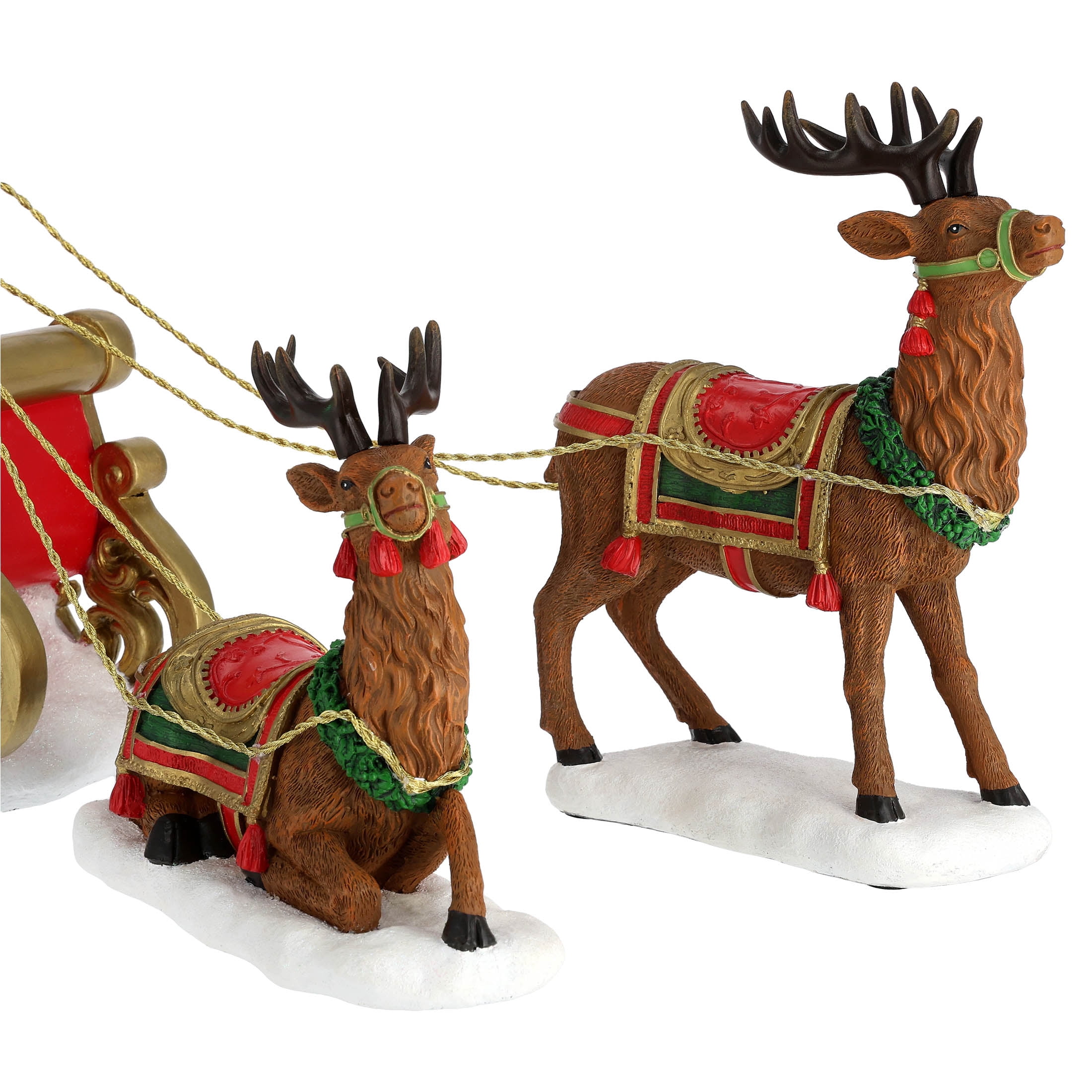 Light-Up Santa's Sleigh with Reindeer Christmas Village Decoration, Multicolor, 9", by Holiday Time