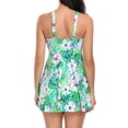 thumbnail image 4 of successthop Swimsuit Dress Women Green Two Piece Swim Dress Halter Floral Swimwear Beachwear L, 4 of 4