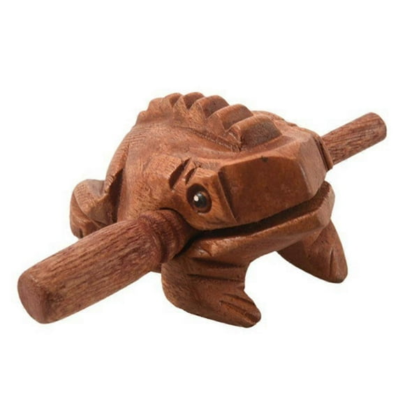 Jouets de Percussion en Bois Sculpté Croquant Son Musical Grenouille en Bois Bloc de Ton