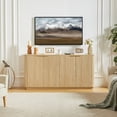 thumbnail image 3 of EHANCIS 63" Fluted Sideboard Buffet Cabinet, Modern Storage Cabinet with 4 Doors and Adjustable Shelves for Dining Room, Kitchen, Living Room (Oak), 3 of 6