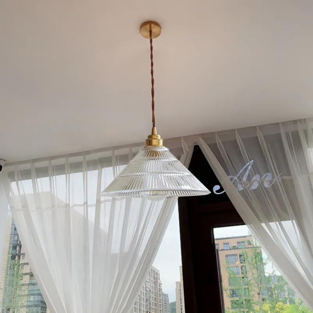 Japanese Style Clear Glass Pendant Light for Kitchen Sink, Modern Farmhouse Pendant Lamp, Retro Rustic American Pendant Lighting, Simple Pendant Light Fixture for Over Table Dining Room
